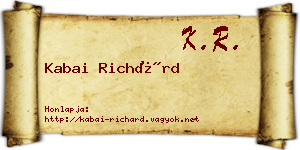 Kabai Richárd névjegykártya